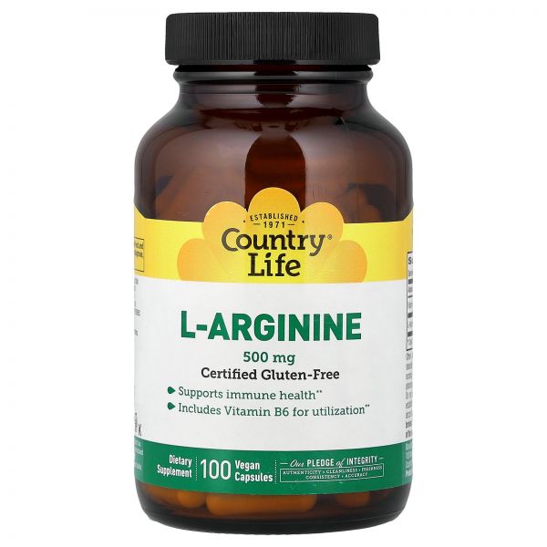 <b>Country Life</b>, L-<b>Arginine</b>, 100 Vegan Capsules