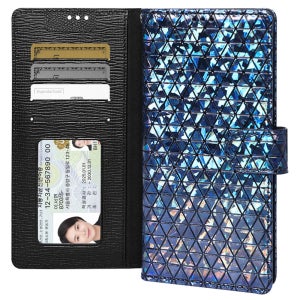 국내 생산 폰누리 천연소가죽 카드 지갑 다이어리 케이스 홀로그램 블루, LG V30-V30S-V35-V35플러스 공용