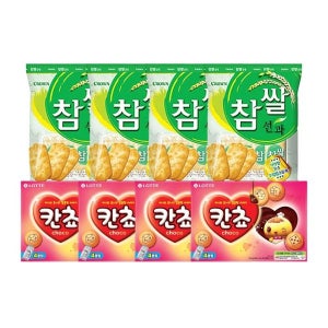 크라운 참쌀 선과 115g x4개 + 롯데 칸쵸 196g x4개