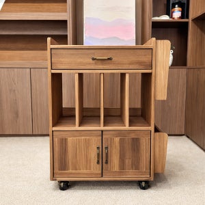 원목 수납가구 이동식 북트롤리 수납장