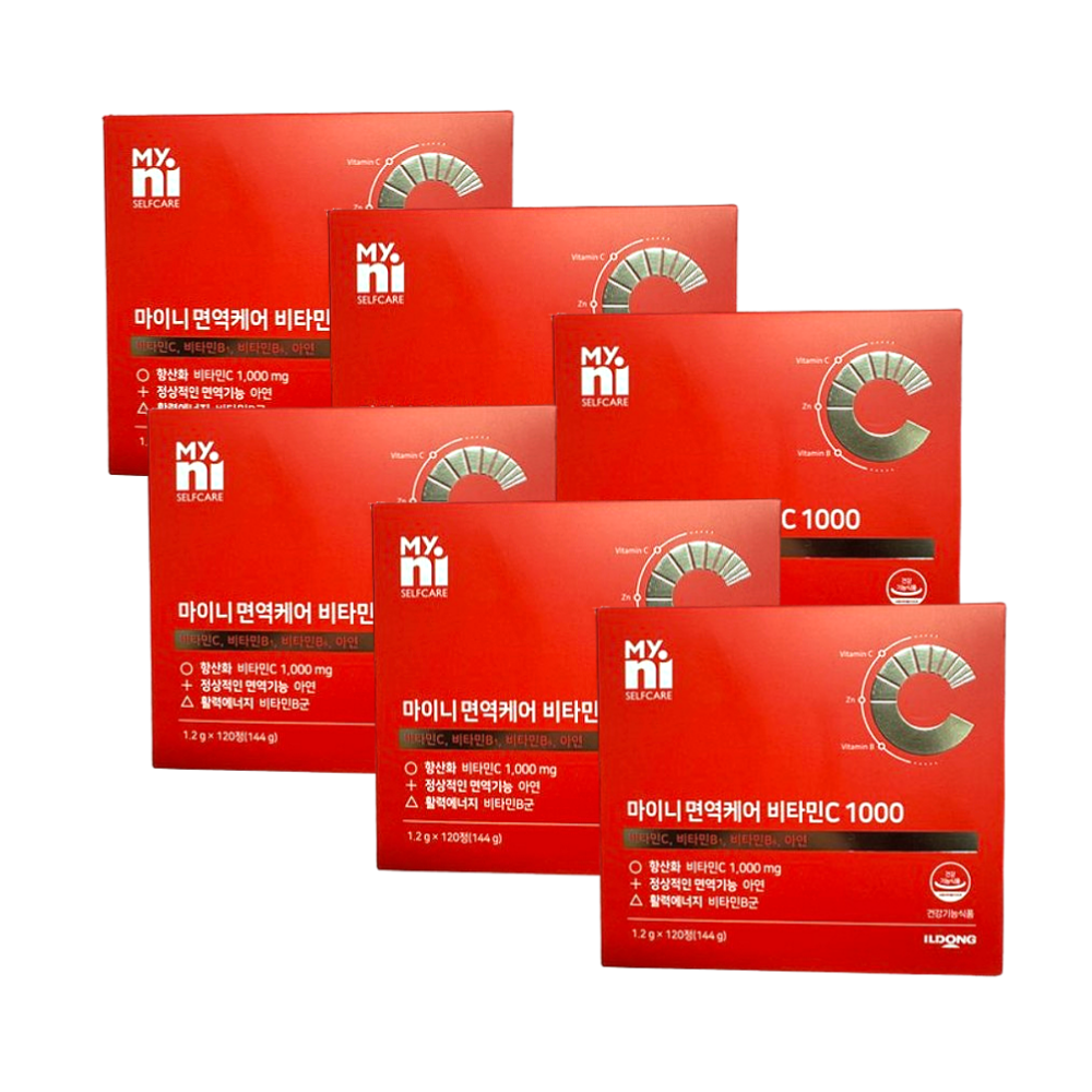 일동제약 마이니 면역케어 <b>비타민C</b> 1000 120정 6개