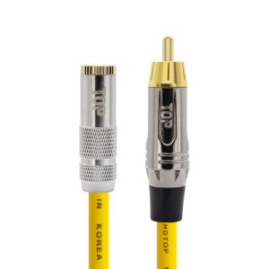 HDTOP 국산 메탈 3.5스테레오 암 TO RCA케이블 옐로우 50M HT-TP4965