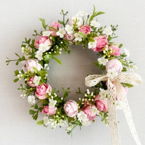 로즈핑크 리스 20cm / 감성 신혼집 집들이 선물 카페 아이방 꾸미기 봄조화