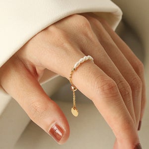 진주 써지컬 체인 레이어드 조절 반지
