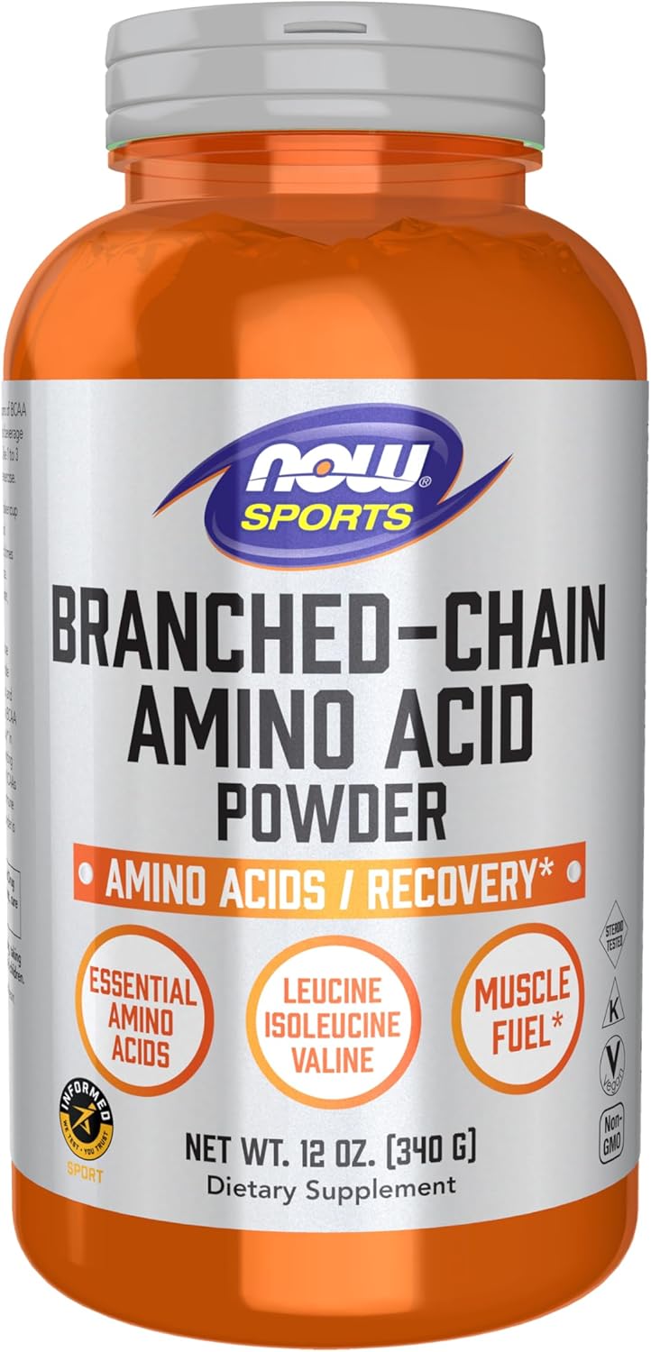 NOW 푸드 스포츠 뉴트리션 류신 이소류신 <b>발린</b>이 함유된 분지 사슬 아미노산 분말 12온스