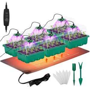 재배 조명 및 열 매트가 포함된 아피피 스타터 트레이 6팩 72셀 내구성 있는 간편한 48 Cells