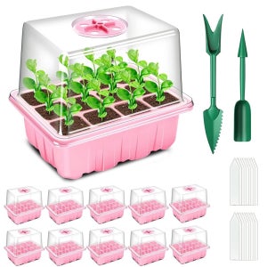 YAUNGEL 시작 트레이 습도 돔이 있는 10팩 120셀 두꺼운 키트 Green 12 Cells 10 Pa s