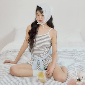 코랄리크 마린 테리 스트라이프 슬리브리스 아이보리