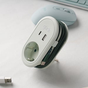 지클릭커 롤플러스 1구 고용량 4000W C타입 콘센트 USB 멀티탭 그린, 1개