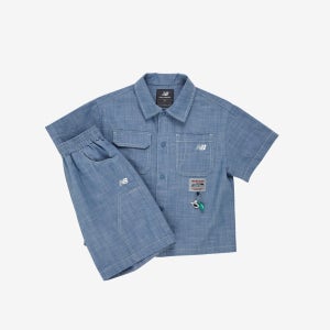 뉴발란스키즈 WE GROW TOGETHER _데님 반팔 셔켓 셋업 키즈 상하복 NK9YG2402U56