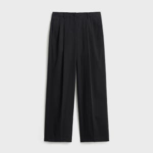 [포터리우먼] Cotton Two Pleated Wide Pants_Black