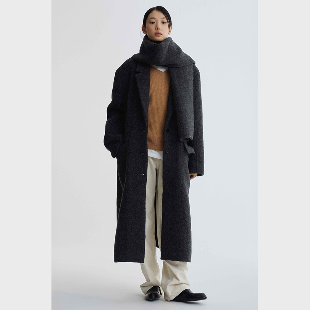 [포터리우먼] Alpaca Wool Single Breasted Coat_Charcoal