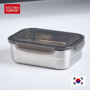 국산 키친플라워 STS304 스텐 반찬통 820ml 밀폐용기 사각 보관통