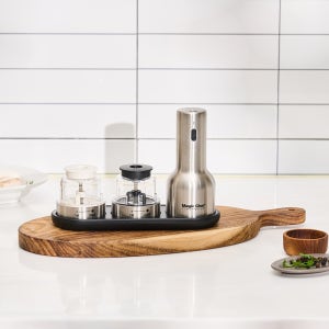 매직쉐프 전동 그라인더 316 스텐 소금 후추 깨 갈이 충전식 거치대 실버