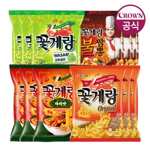 빙그레 꽃게랑 4종 (오리지날 70g+불짬뽕 70g+와사비 70g+마라맛 60g 각 3봉씩 총 12봉)