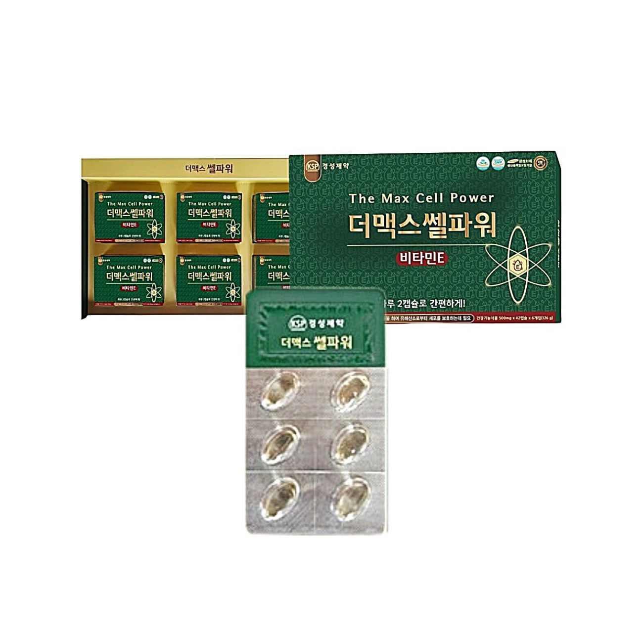 경성<b>제약</b> 더맥스쎌파워 <b>비타민E</b> 500mg 항산화 송침유 혈행개선 영양제 42캡슐 1개