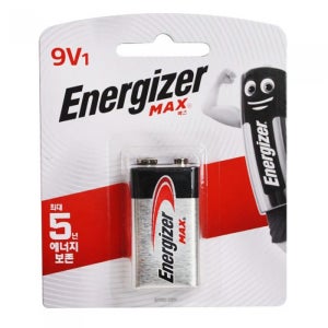 에너자이저 9V 건전지 맥스 6LR61 사각 9볼트 도어락 비상전원 화재경보기 일회용
