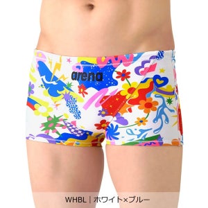 아레나 남성 터프스킨 연습용 탄탄이 남자 숏사각 수영복 화이트블루 AS6SWM24M WHBL
