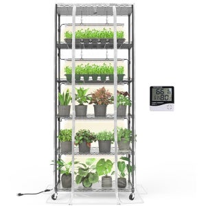 그로우 라이트가 있는 B스트립 실내 온실 5팩 T8 풀 스펙트럼 식물 조명이 미니 1 Regular Gree ouse with