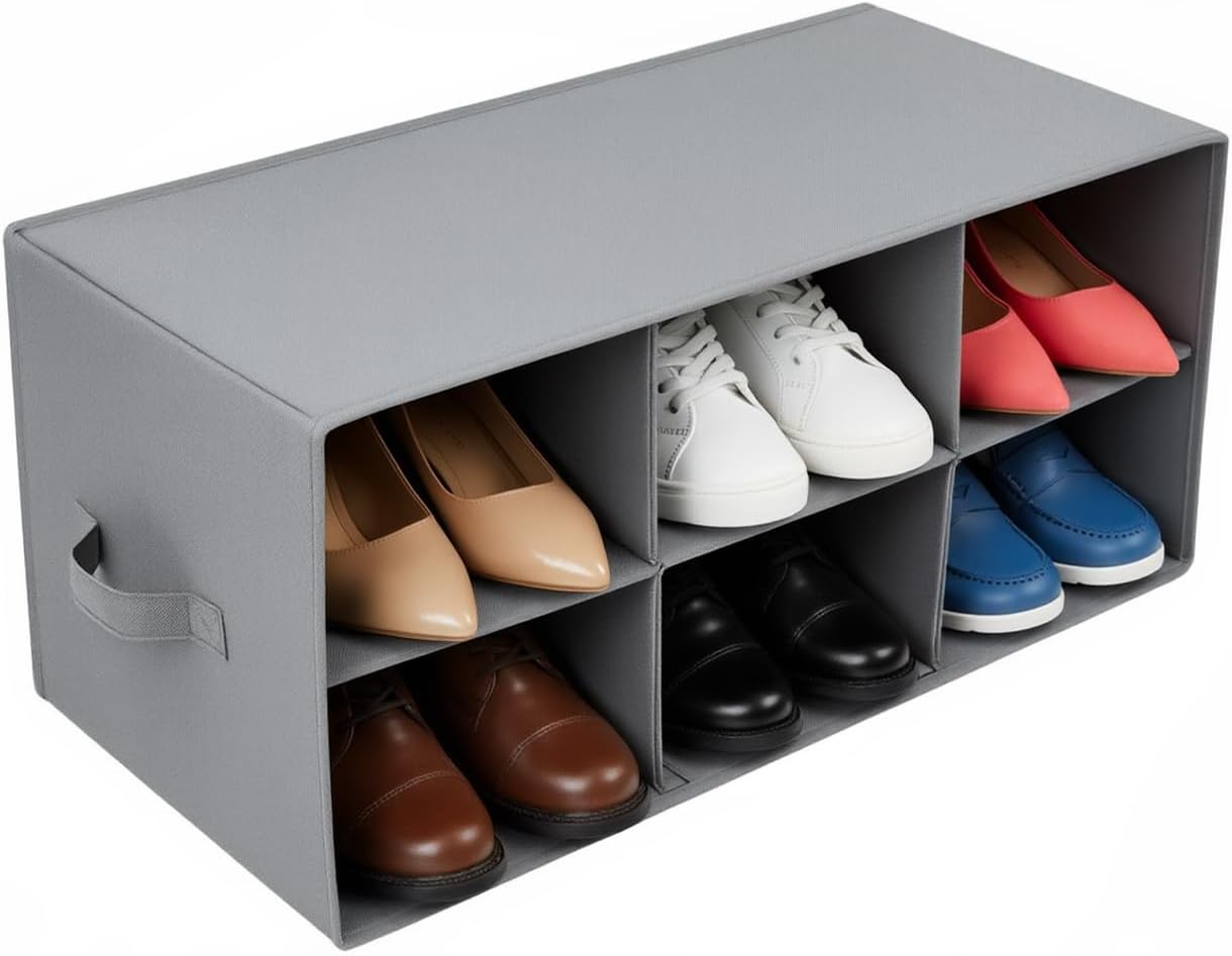 <b>소버스</b> 신발 정리함 6 섹션 큐비 선반 접이식 휴대용 탈부착 옷장 홈 보관함