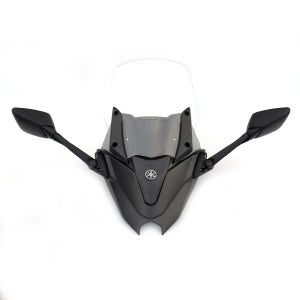 오토바이 전면 윈드스크린 하이 타입 방풍 쉴드 미러 무광 검정+투명 39cm+R25 긴폴