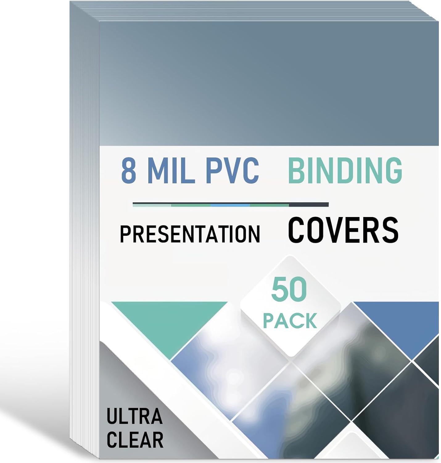 8밀리 PVC 바인딩 프레젠테이션 커버 바인딩용 COIDEA 클리어 <b>리포트</b> 학교 비즈니스용 문서 8-1/2 x 11인치 글자 크기 50팩 50