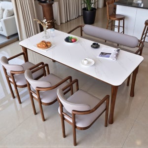 이즈네이처 루카 포세린 세라믹 6인용식탁 세트 아시아월넛 원목식탁 1900빅사이즈