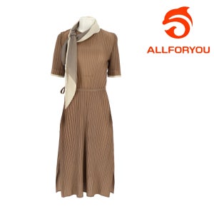 올포유 여성 원피스 플리츠 롱 하프슬리브 스카프 제천벨트 포함 부모님 선물 LONO4450