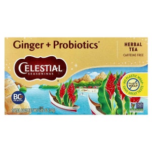 셀레스티얼 시즈닝스, 허브차, 생강 + 프로바이오틱, 카페인 무함유, 티백 16개, 24g(0.85oz) CES-54132