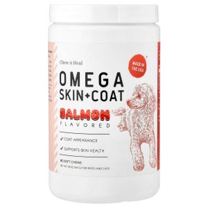 츄 앤 힐, Omega 스킨 + 코트, 강아지 및 고양이용, 연어, 소프트츄 180개, 513g(18oz) CNH-71176