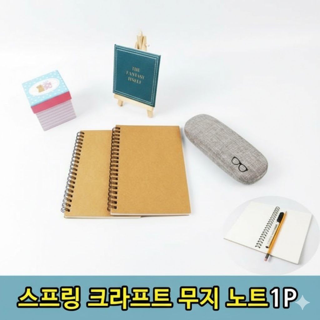 크라프트지 무지 스프링 노트 1p 필기용 메모 사무용품
