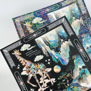 동양풍 자개씰스티커 산수 2매(자개+무광)