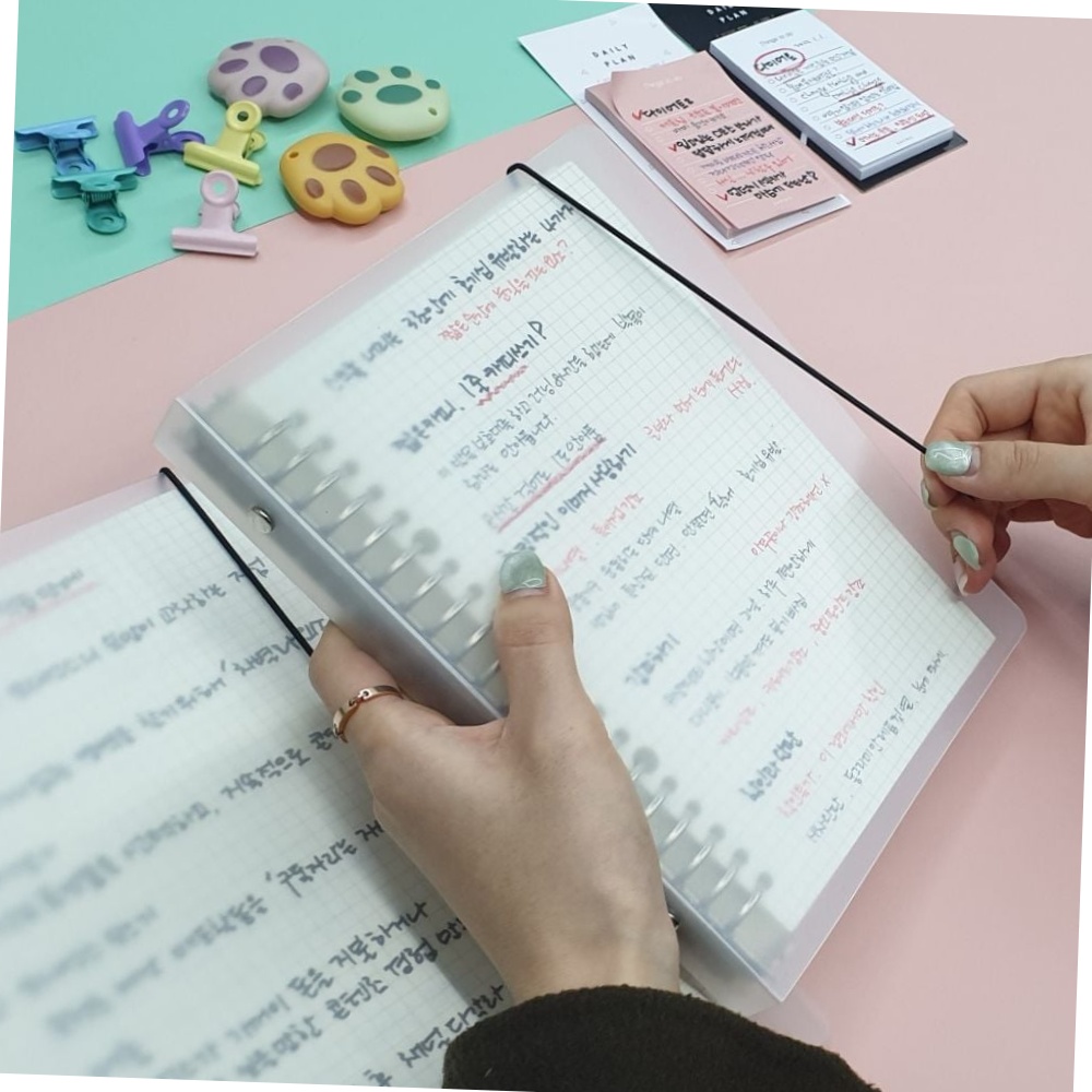 b5 반투명 6공 바인더 모눈 내지 노트 다이어리 필기용 그리드 사무용품