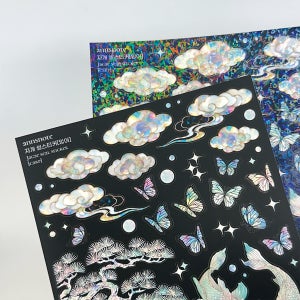 동양풍 자개씰스티커 잉어 2매(자개+무광)