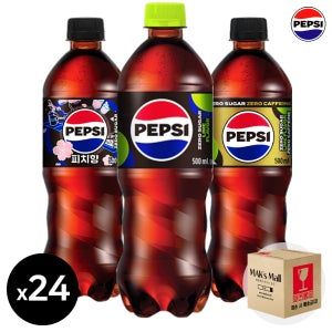 펩시제로 슈거 라임향 피치향 제로카페인 500ml 각8개씩 총24입 세트 펩시콜라 음료수