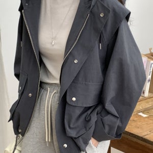 후드 시스템 점퍼 야상 간절기 바람막이 루즈핏 데일리 아우터 가벼운 집업 자켓 미메르