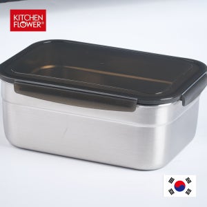 국산 키친플라워 STS304 스텐 반찬통 2870ml 특대용량 밀폐용기 사각 보관통