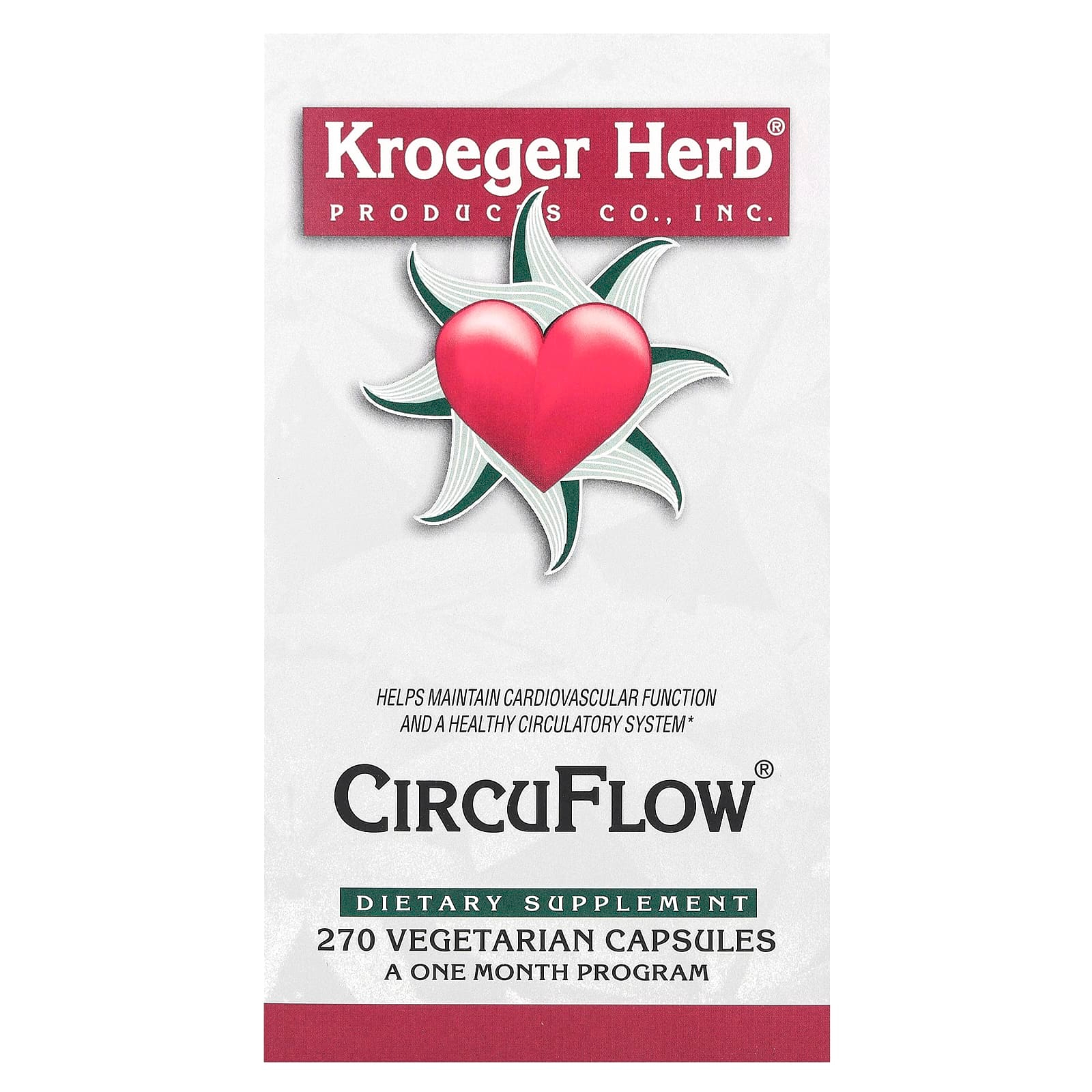 Kroeger Herb Co, <b>CircuFlow</b>, 베지 캡슐 270정 KHC-10015