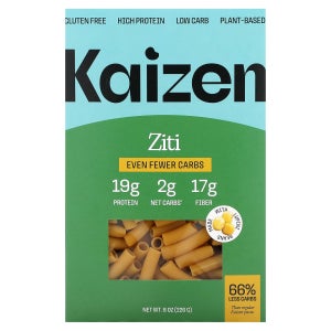 카이젠, Ziti, 글루텐 무함유, 고단백질, 저탄수화물, 식물성 성분, 탄수화물 더 적은 양, 226g(8oz) KZN-45123