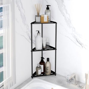 XEE 스탠딩 샤워 캐디 코너 3단 스테인리스 정리 스탠드 방청 선반 3 Tier