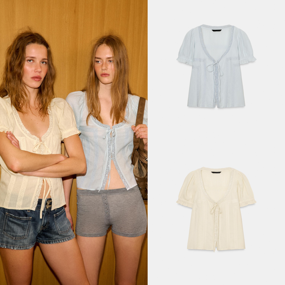 자라 공홈 거즈 자수 셔츠 EMBROIDERED GAUZE SHIRT 0881/013