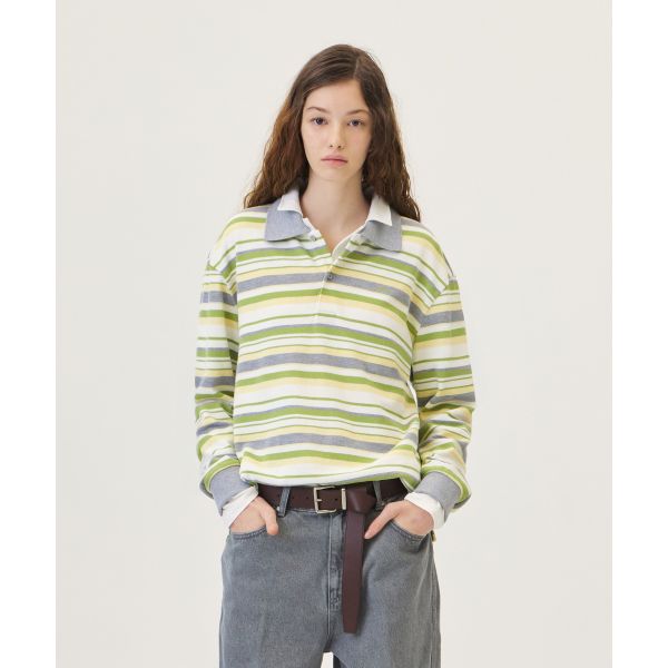 그로브GRAIN STRIPE PIQUE SHIRT (OLIVE) 412509