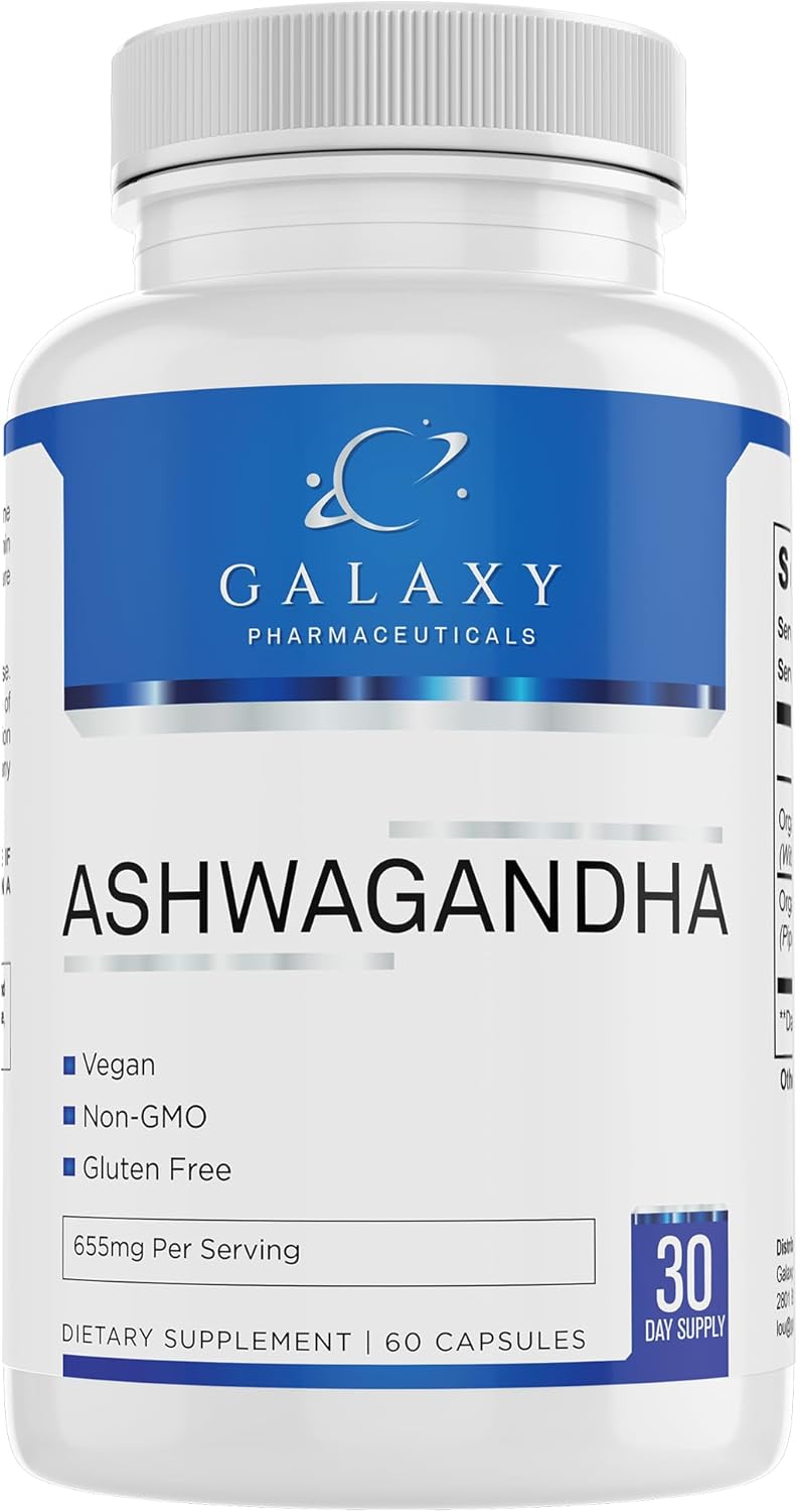 갤럭시 파마슈티컬스 아쉬와간다 650mg 비GMO 텐 프리 60캡슐