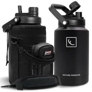 네이처 파이오니어 1갤런 단열 물병 홀더/ 가 있는 이중 진공 스테인리스 스틸 128 Ash Grey 64 Ounces