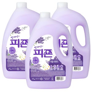 피죤 강력탈취 섬유유연제 용기 퍼플라벤더, 2.5L, 3개