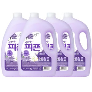 피죤 강력탈취 섬유유연제 용기 퍼플라벤더, 2.5L, 4개