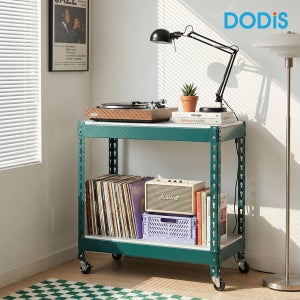 뮤트리 이동식트롤리 프리미엄 틸 그린 600400600 2단 세탁실수납장 바퀴달린 수납장