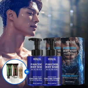 몽잘 맨즈 팍쿨 쿨링 바디워시 시원한 남성 바디클렌저 500ml, 2개