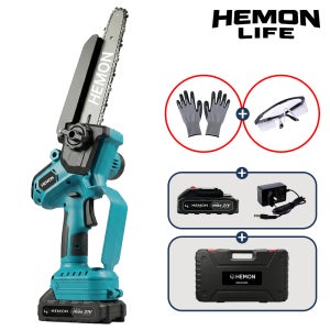 헤몬 컴팩트 21V 무선 전기톱 20cm 충전식 전동 체인톱 풀세트