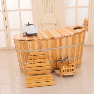 셀렉트하루 접이식 욕조 대형 1인 반신욕 내추럴우드 100cm 65cm 없음